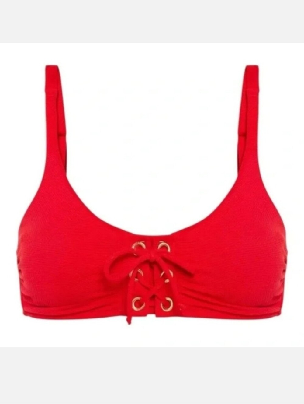 Melissa Odabash Rome Lace-Up Stretch-Piqué Bikini Top Tomato Red Size 12